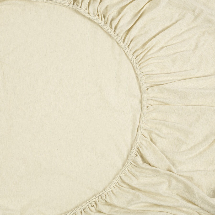 Простыня на резинке из хлопкового трикотажа серо-бежевого цвета из коллекции essential, 160х200х30 см (76108)