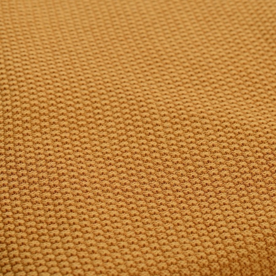 Плед вязаный из хлопка цвета шафрана из коллекции essential, 130х180 см (65881)