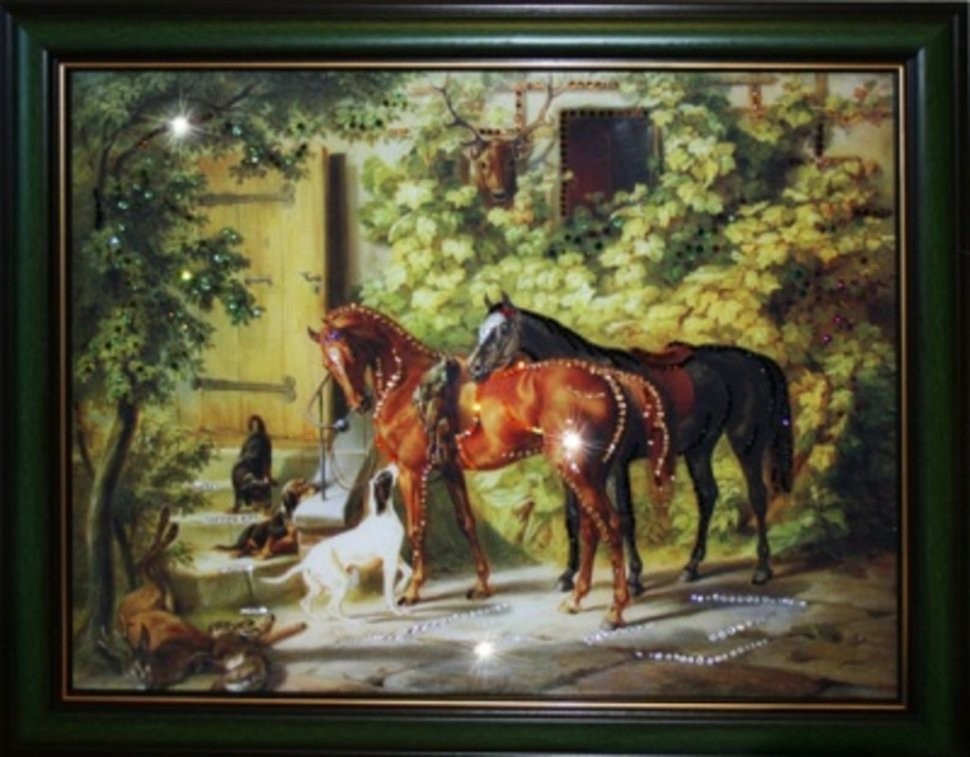 Картина Дом охотника с кристаллами Swarovski (1377)