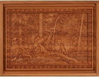 Лото в резной шкатулке из мореного ясеня &quot;Утро в сосновом лесу&quot; (29966)