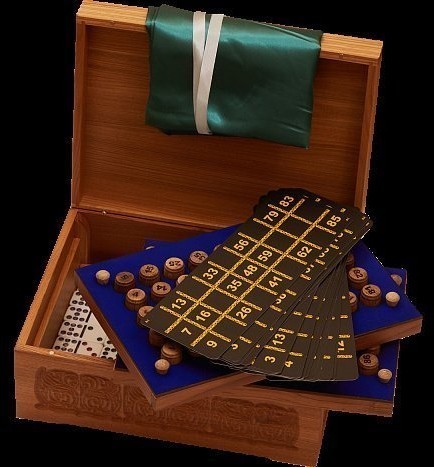 Лото в резной шкатулке из мореного ясеня "Утро в сосновом лесу" (29966)