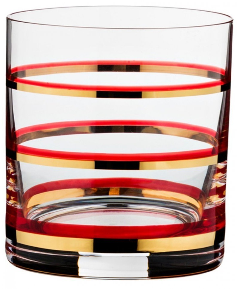 Набор стаканов для виски "wellness" (gold & red) 280 мл.высота=10 см. Bohemia Crystal (674-564)