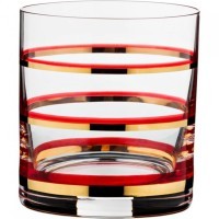 Набор стаканов для виски &quot;wellness&quot; (gold &amp; red) 280 мл.высота=10 см. Bohemia Crystal (674-564)