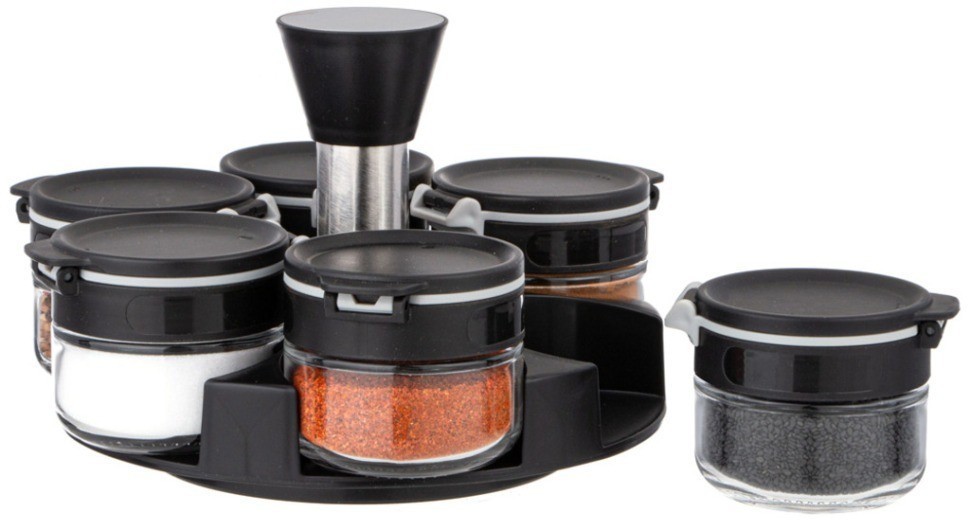 Набор емкостей для специй 6шт 85мл на подставке agness (671-101)