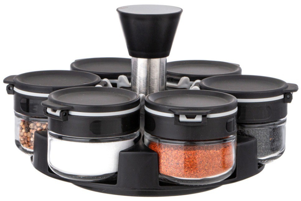 Набор емкостей для специй 6шт 85мл на подставке agness (671-101)