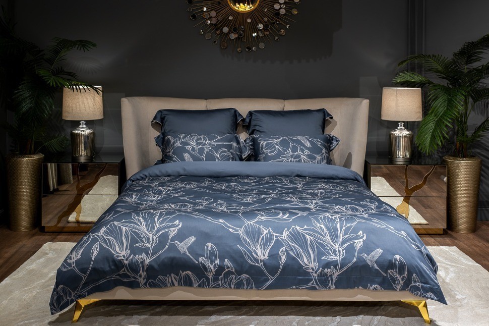 Пододеяльник принт тенсель Магнолия cиний 220*200 (TT-00014145)