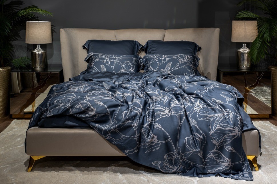 Пододеяльник принт тенсель Магнолия cиний 220*200 (TT-00014145)