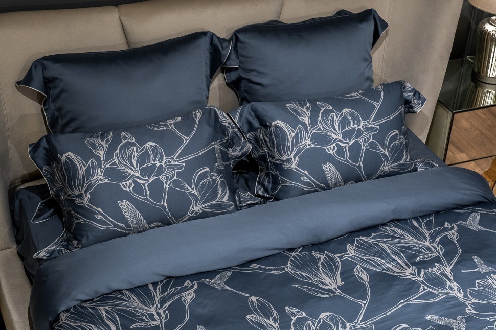 Пододеяльник принт тенсель Магнолия cиний 220*200 (TT-00014145)