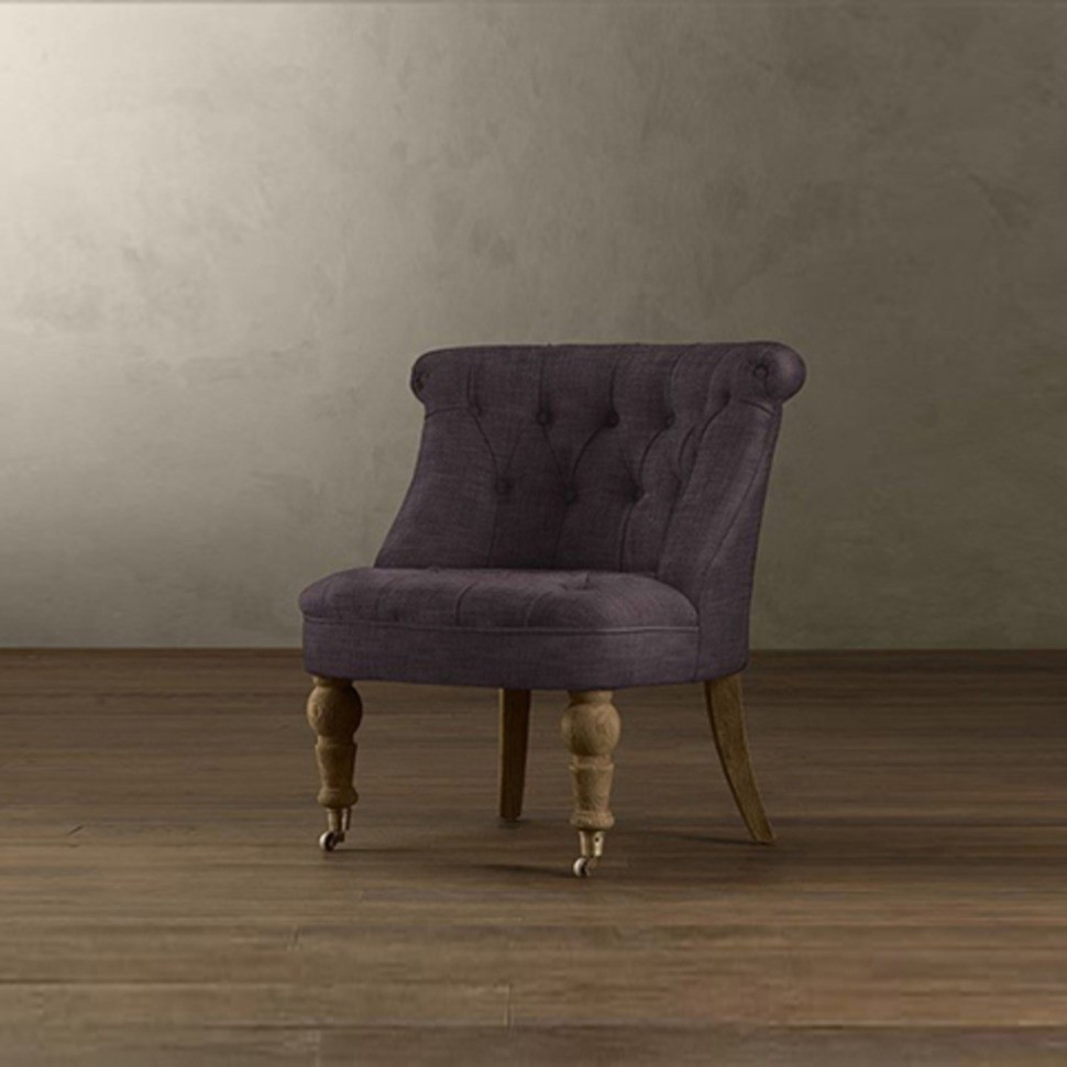 Пуф Камден NSCC-2008-20/ACCRA-12, каркас дуб, обивка лен, фурнитура бронза, grey/brown, RESTORATION HARDWARE