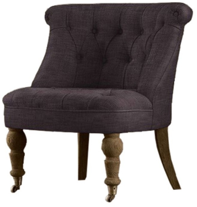 Пуф Камден NSCC-2008-20/ACCRA-12, каркас дуб, обивка лен, фурнитура бронза, grey/brown, RESTORATION HARDWARE