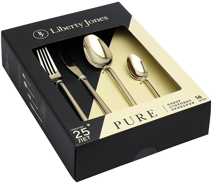 Набор столовых приборов pure, золотистые глянцевые, 16 пред. (78606)
