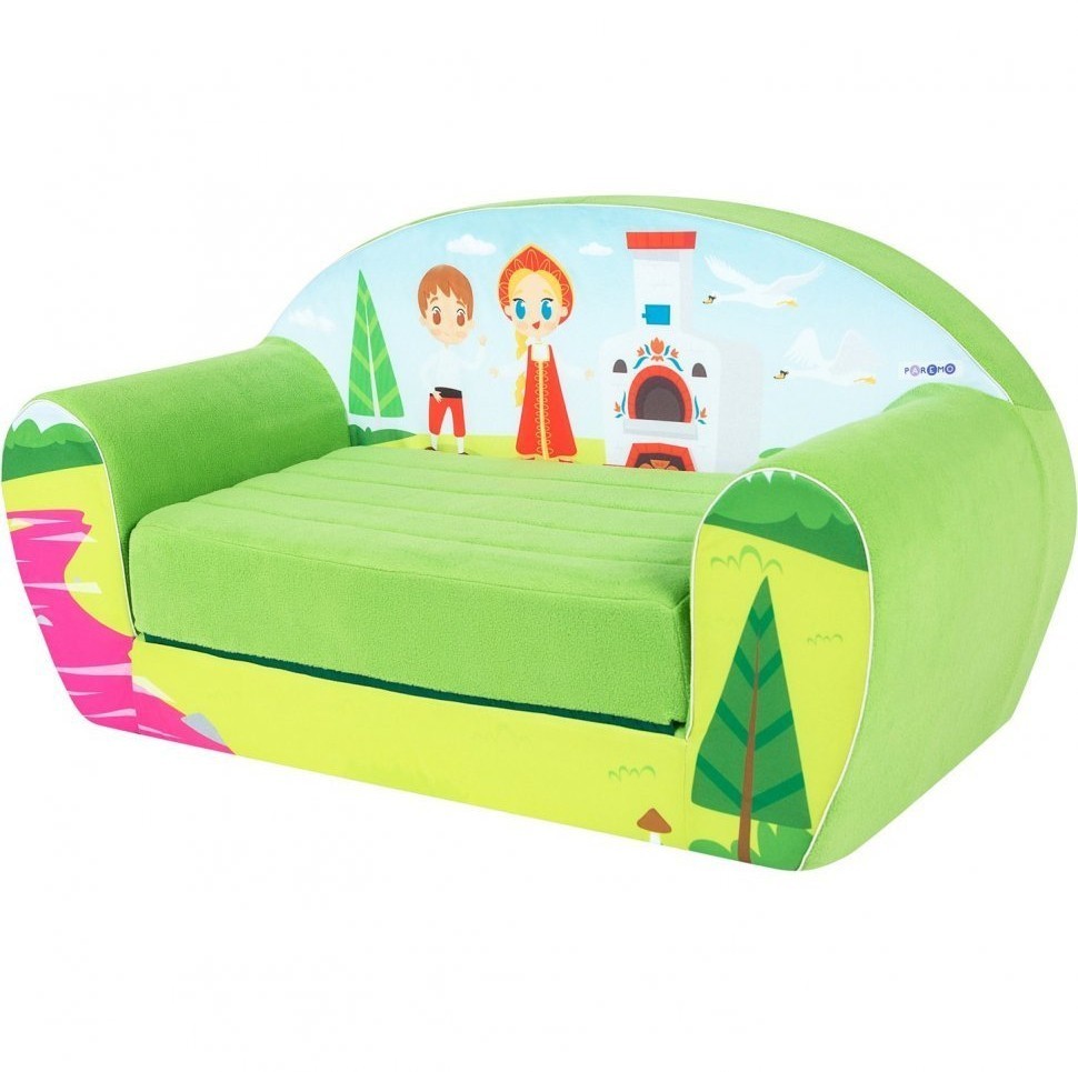 Раскладной бескаркасный (мягкий) детский диван серии "Сказки", Гуси-лебеди (PCR320-117)