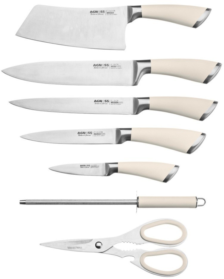 Набор ножей agness нжс  на пластиковой вращающейся подставке 8 пр. (911-502)