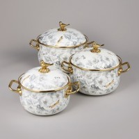 Набор кастрюль agness эмалированных серия &quot;яблоневый сад&quot;, 6пр. 2,1л, 2,8л и 3,8л (950-606)