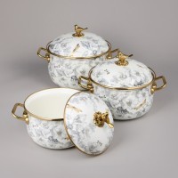 Набор кастрюль agness эмалированных серия &quot;яблоневый сад&quot;, 6пр. 2,1л, 2,8л и 3,8л (950-606)