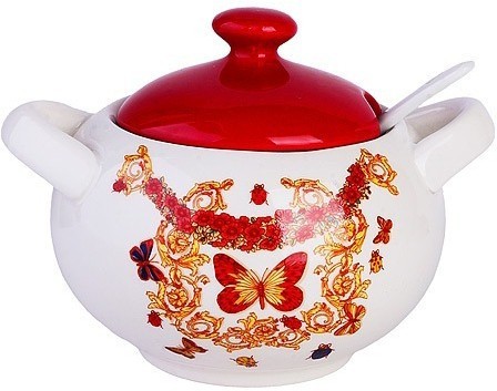 Сахарница с крышкой 375 мл с ложкой Романтика LORAINE (30778)