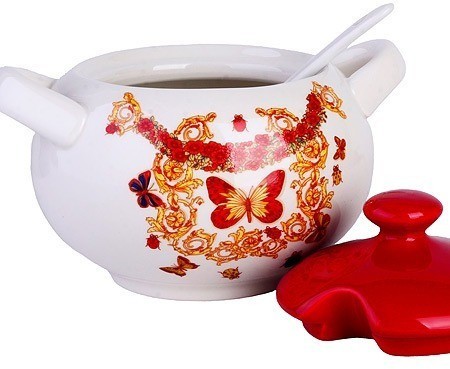 Сахарница с крышкой 375 мл с ложкой Романтика LORAINE (30778)