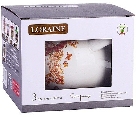 Сахарница с крышкой 375 мл с ложкой Романтика LORAINE (30778)