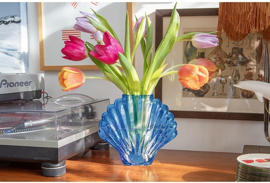 Ваза для цветов seashell, 18,5 см, голубая (78572)