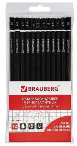 Карандаши чернографитные Brauberg Line (5H-5B) 12 шт 180652 (4) (86075)