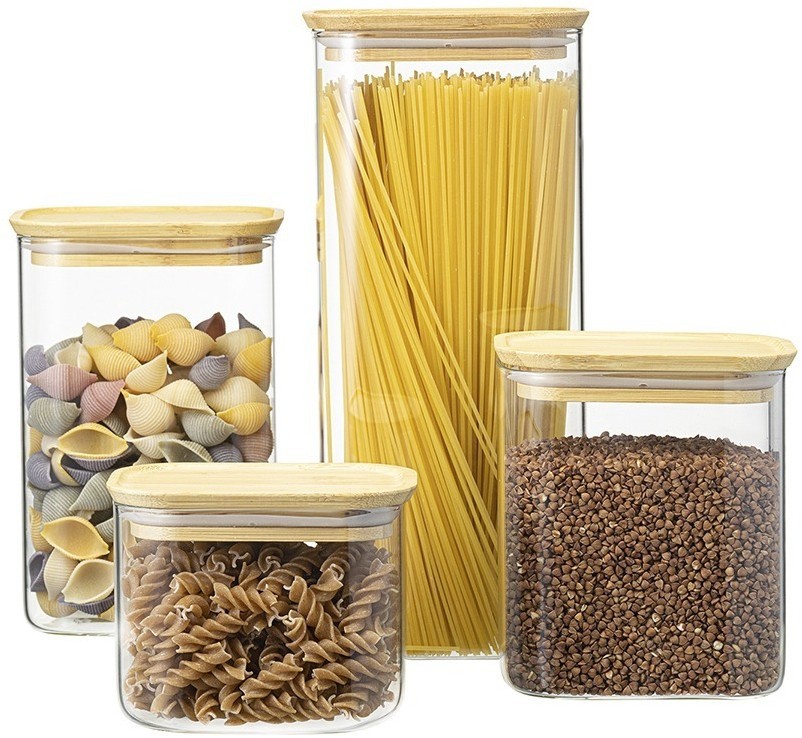 Банка для хранения прямоугольная glass bamboo, 2 л (77506)