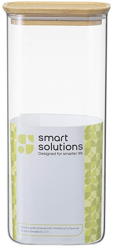 Банка для хранения прямоугольная glass bamboo, 2 л (77506)