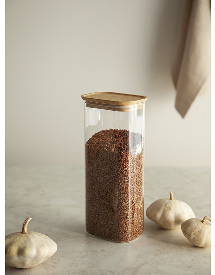 Банка для хранения прямоугольная glass bamboo, 2 л (77506)