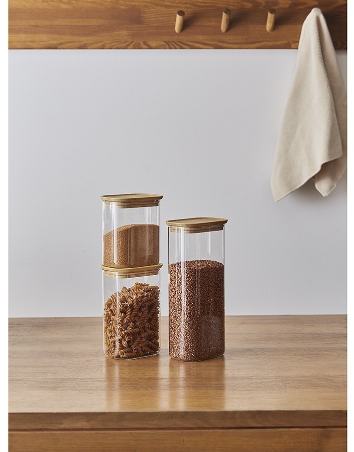 Банка для хранения прямоугольная glass bamboo, 2 л (77506)