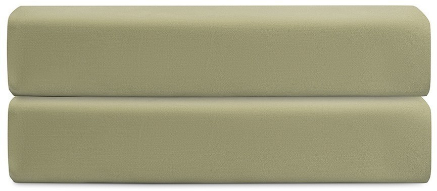 Простыня на резинке из сатина цвета шалфея с брашинг-эффектом из коллекции essential, 180х200х30 см (76107)