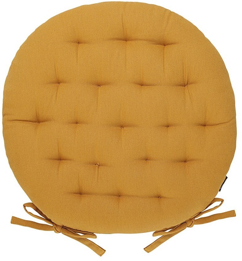 Подушка на стул круглая из хлопка цвета карри из коллекции essential, 35 см (77456)