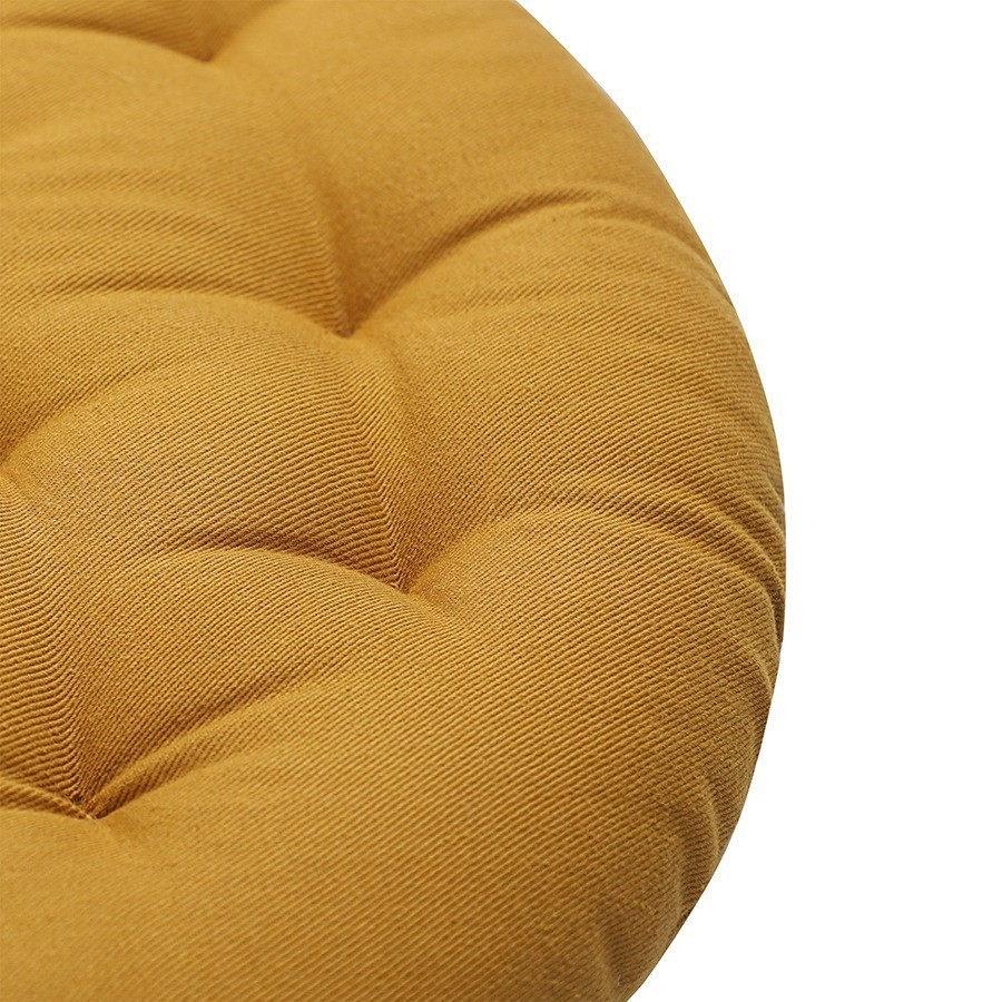 Подушка на стул круглая из хлопка цвета карри из коллекции essential, 35 см (77456)