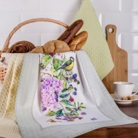 Набор полотенец их 3-х шт &quot;ботаника&quot;, 70*40см,жёлтый\зелёный 100%х\б SANTALINO (850-702-62)