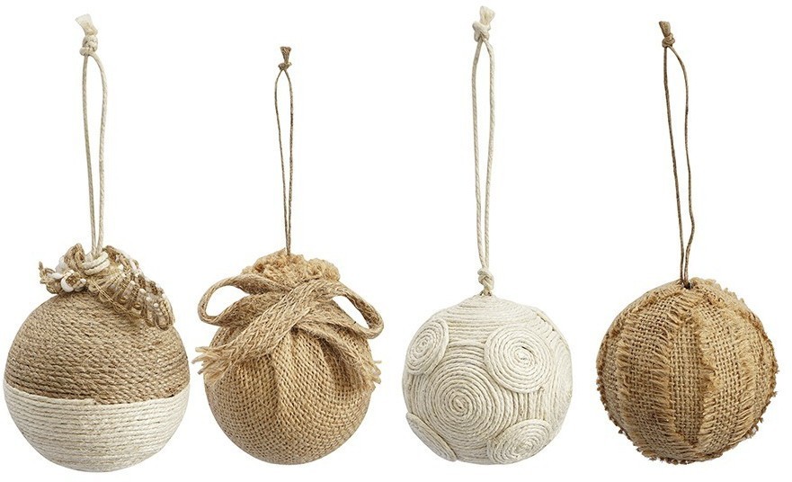 Набор елочных шаров zero waste из джута из коллекции new year essential, 4 шт. (76754)