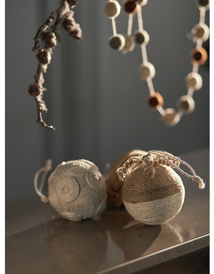 Набор елочных шаров zero waste из джута из коллекции new year essential, 4 шт. (76754)