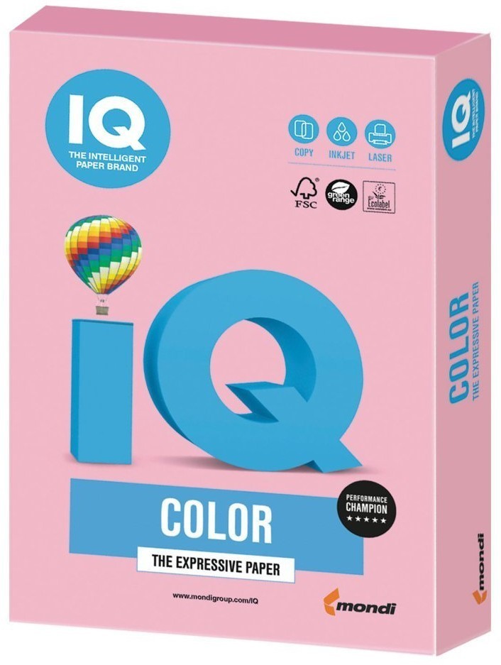 Бумага цветная для принтера IQ Color А4, 160 г/м2, 250 листов, розовый фламинго, OPI74 (65417)
