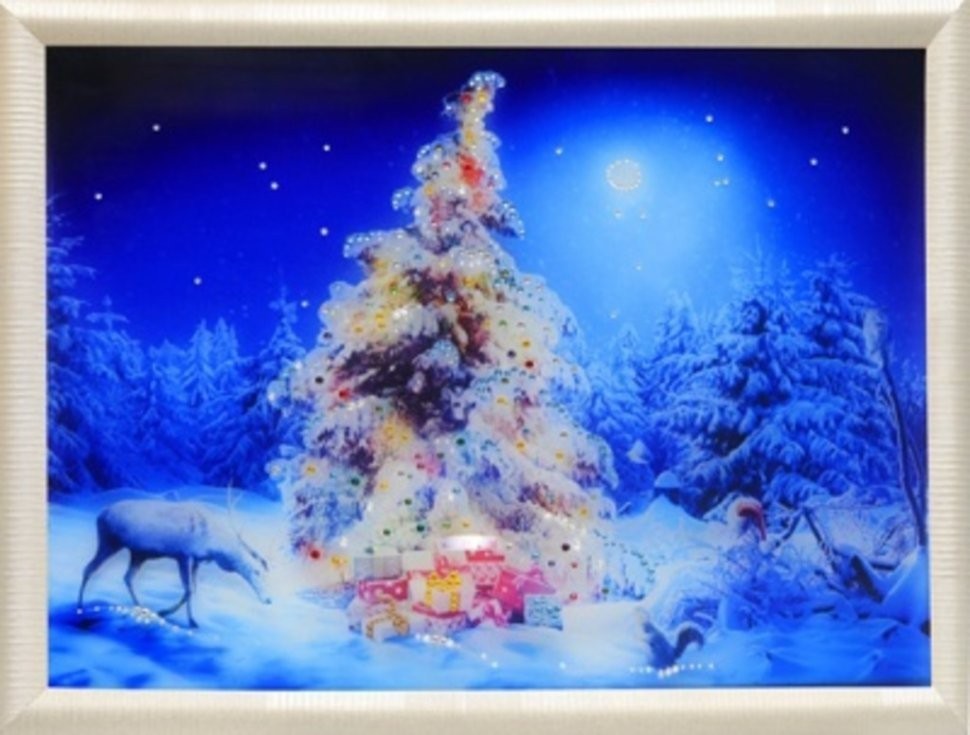 Картина Рождественский лес с кристаллами Swarovski (1765)