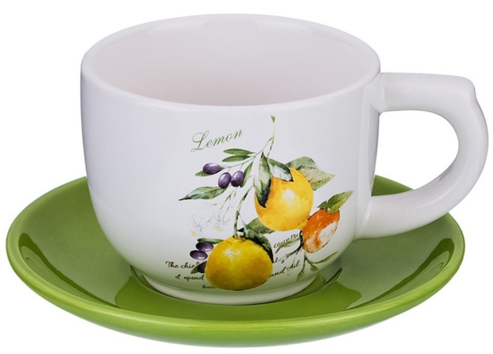 Чашка с блюдцем "итальянские лимоны" 210 мл. Lefard (230-170)