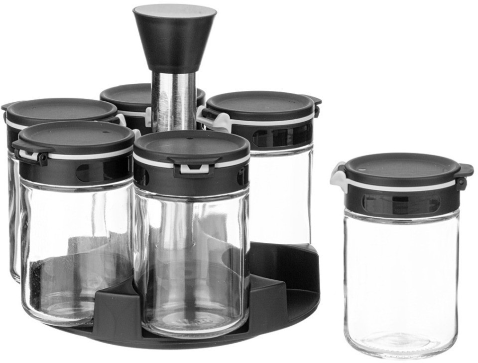 Набор емкостей для специй 6шт 200мл на подставке agness (671-102)