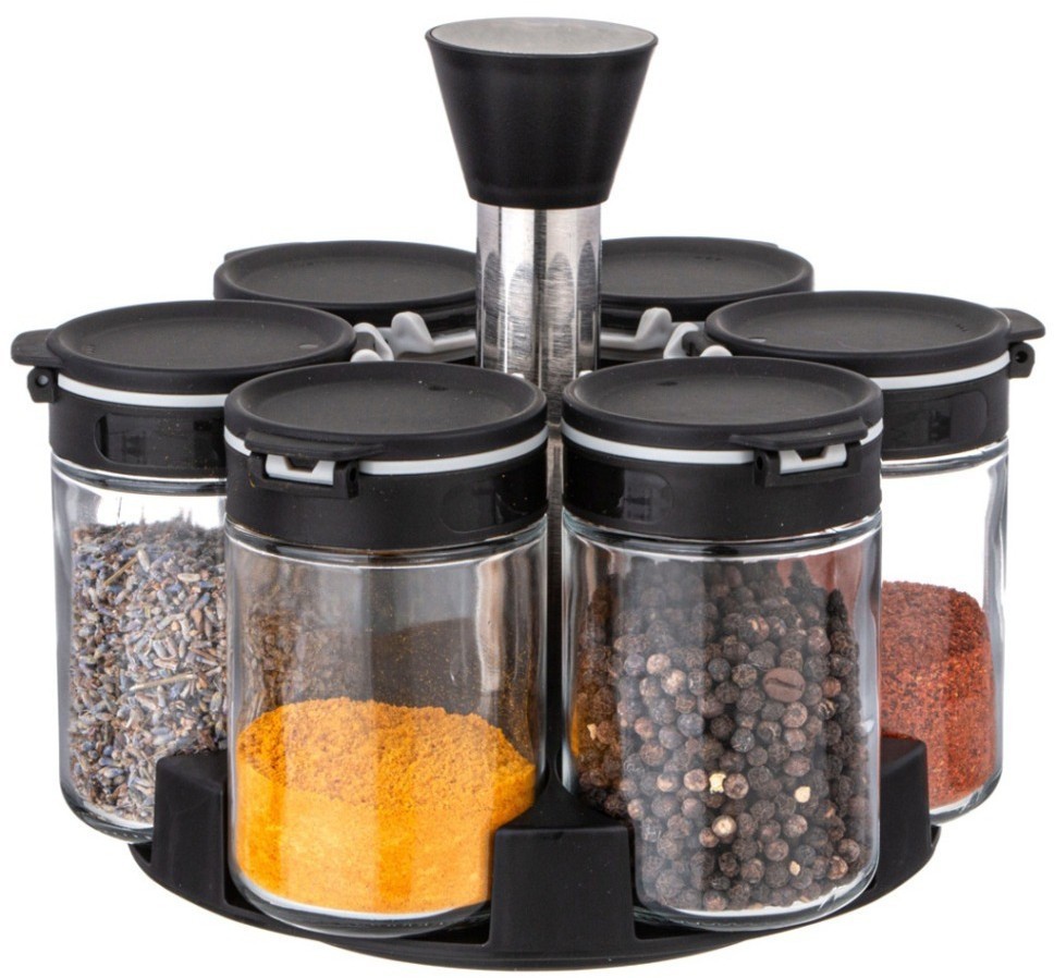 Набор емкостей для специй 6шт 200мл на подставке agness (671-102)