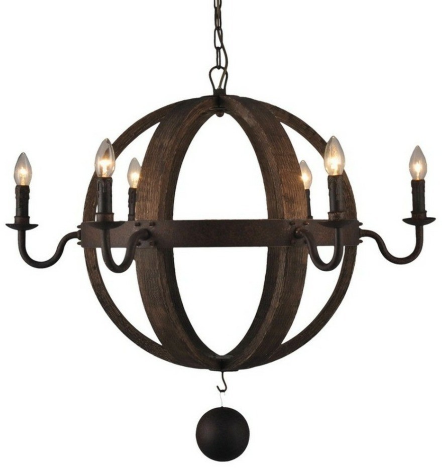 Люстра MD2002-6LRR-DAC, 93, металл, дерево, Rustic, ROOMERS FURNITURE