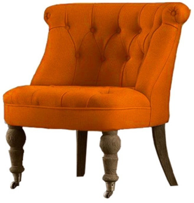 Пуф Камден NSCC-2008-20/VEL- 022, каркас - дуб, фурнитура - бронза, обивка - бархат, orange, RESTORATION HARDWARE