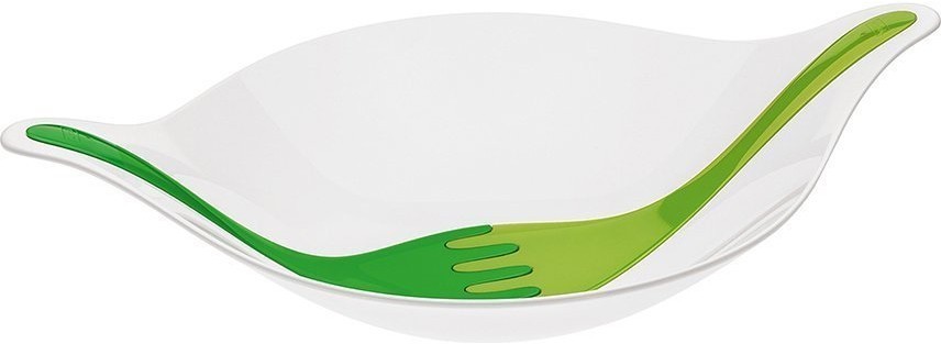 Салатник с приборами leaf, 3 л, бело-зеленый (69307)