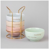 Набор салатников lefard &quot;good morning&quot; на металл. подставке 4 шт. 11.5*6 см 330 мл микс цветов (42-534)