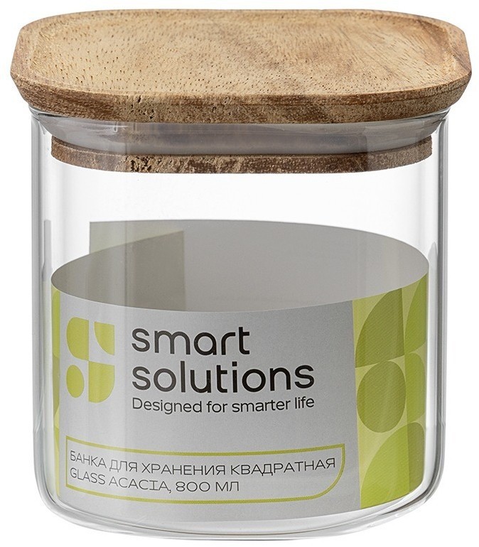 Банка для хранения квадратная glass acacia, 800 мл (79983)