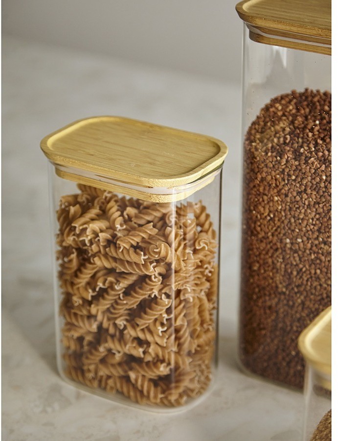 Банка для хранения прямоугольная glass bamboo, 1,3 л (77505)