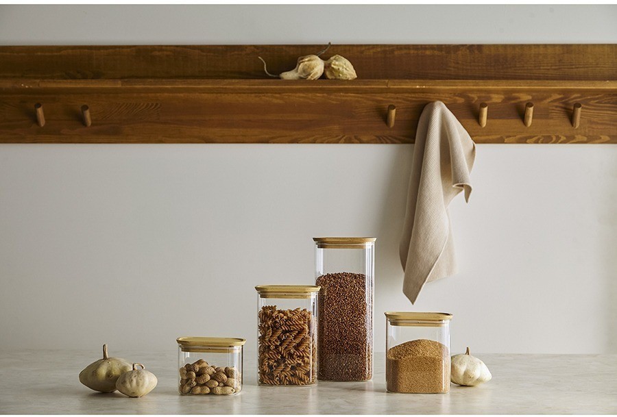 Банка для хранения прямоугольная glass bamboo, 1,3 л (77505)