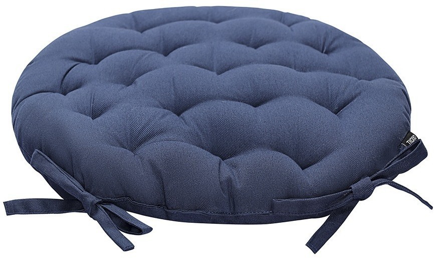 Подушка на стул круглая из хлопка темно-синего цвета из коллекции essential, 35 см (77455)