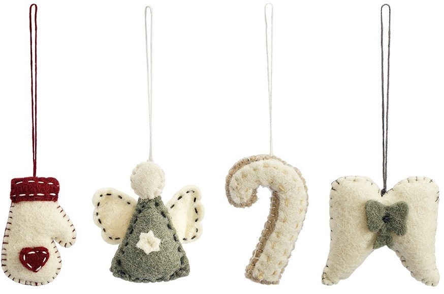 Набор елочных украшений из фетра felts mood из коллекции new year essential, 4 шт. (76753)