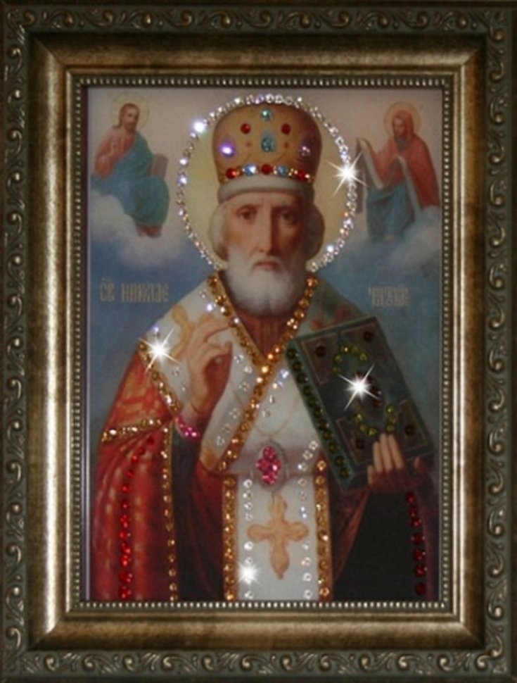 Икона Николай Чудотворец с кристаллами Swarovski (1366)