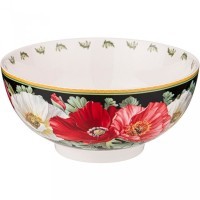 Салатник - тарелка суповая &quot;маки&quot; 15*7 см 650 мл черный Lefard (104-765)